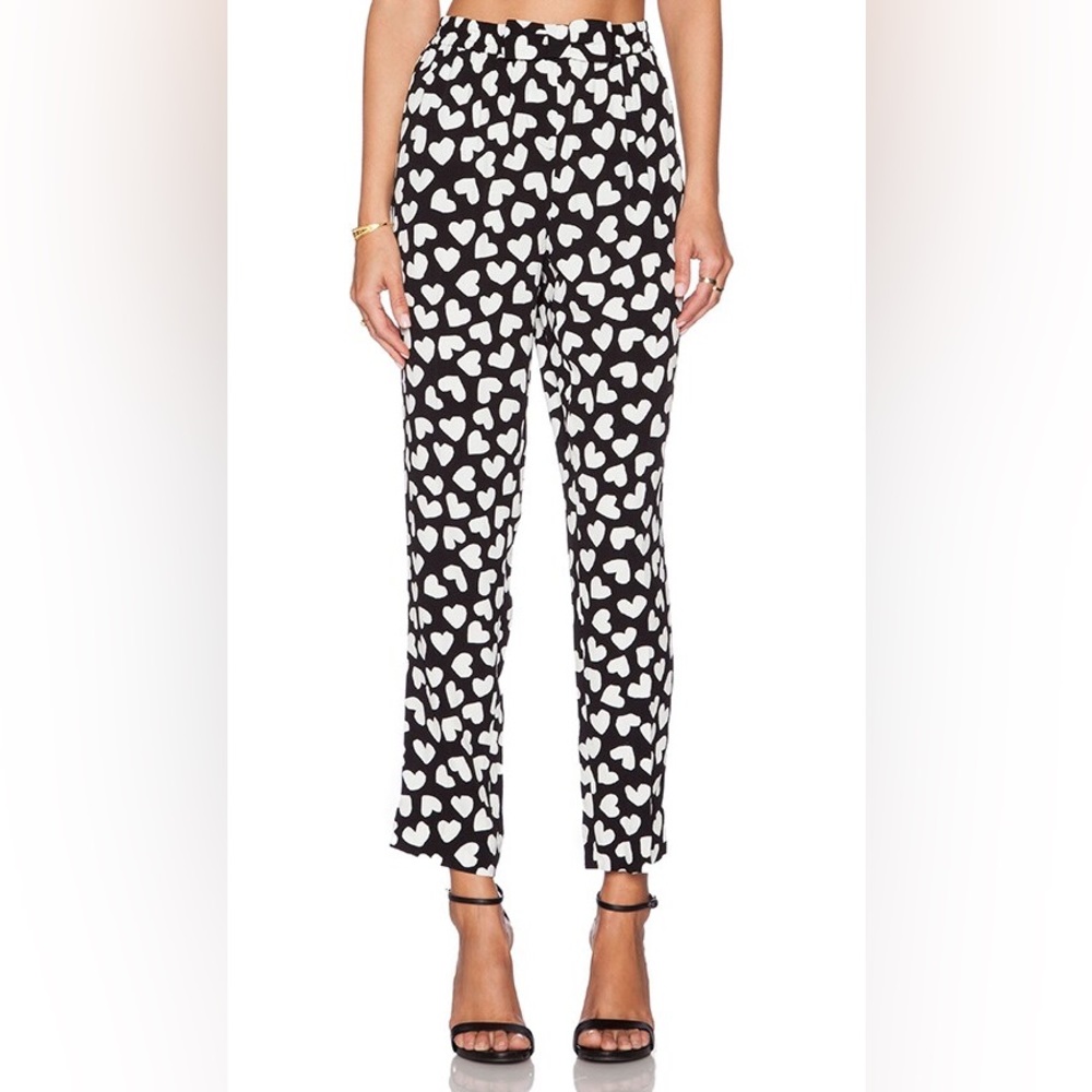NWT kate spade capris 70s lounge pants polka dot hearts hippie harem trousers